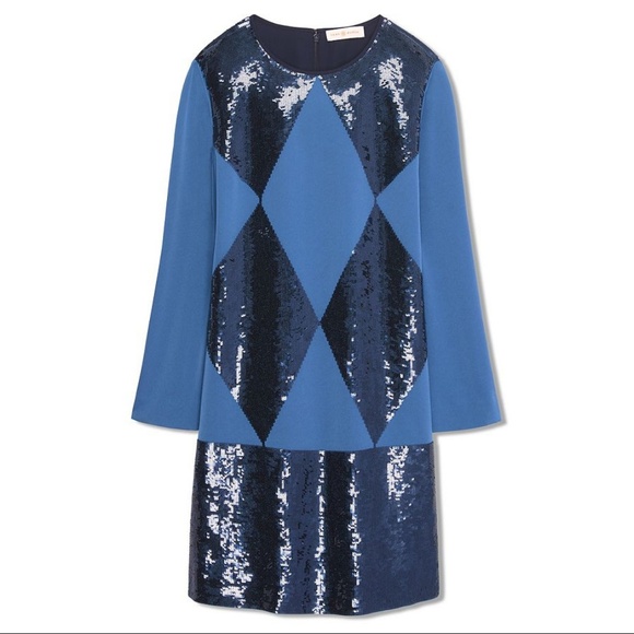 NWT Tory Burch Lantilly Blue Sequin Shift Tunic Dress Size 0 MSRP $795 - Picture 4 of 8